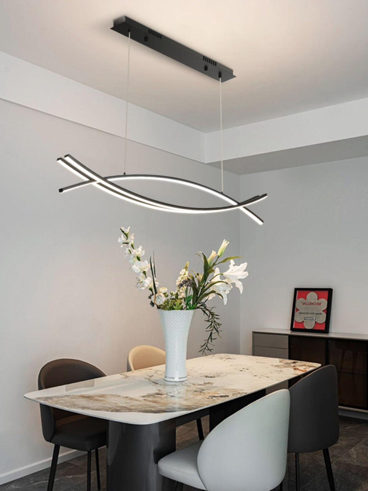Curinis nowoczesny minimalistyczny żyrandol LED Art