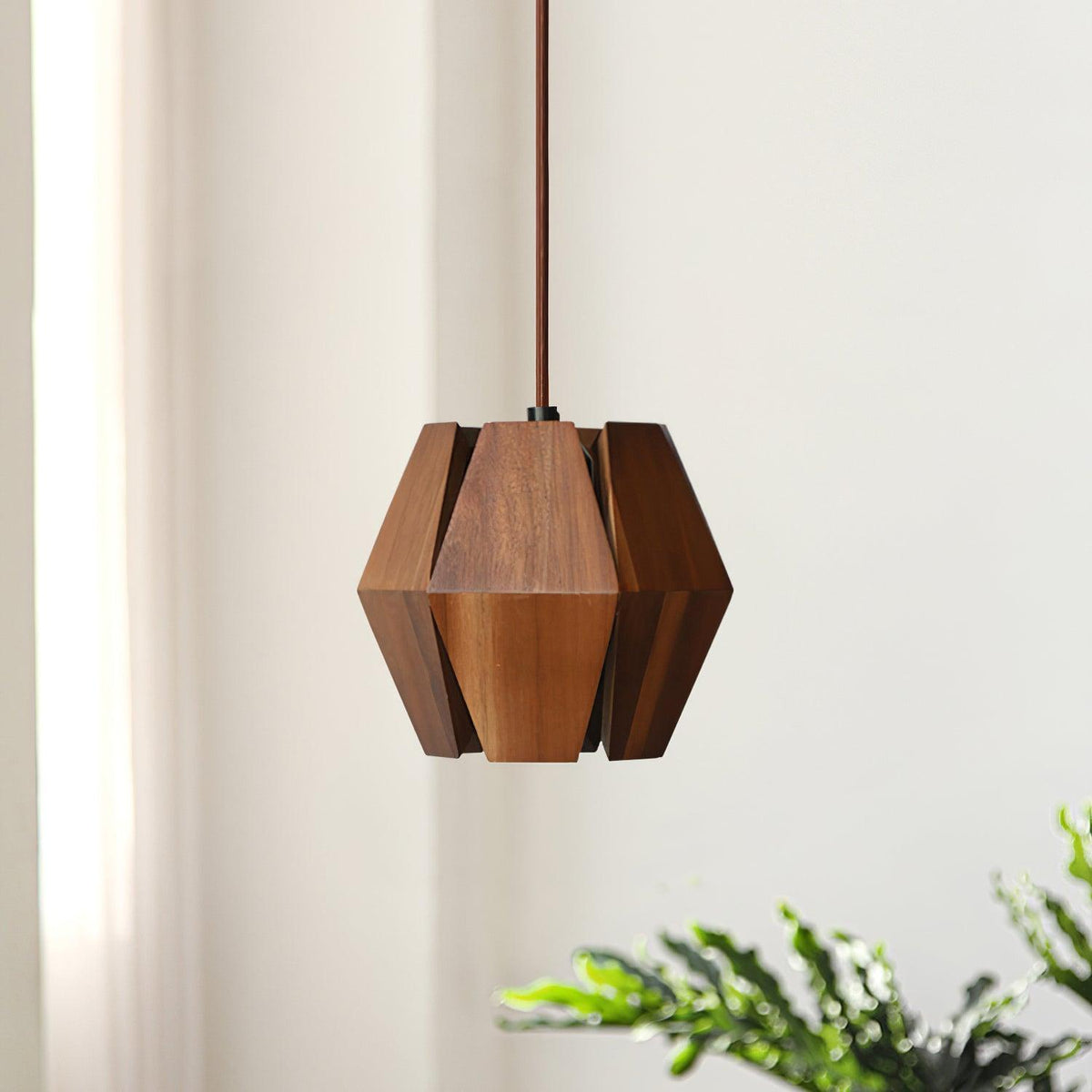 Miro lampa wisząca z geometrycznym kloszem drewnianym ciepłe światło nordycki minimalistyczny akcent