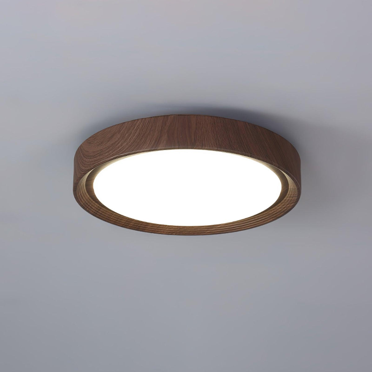 Elda drewno drewniana z ziarnem okrągła lampa sufitowa