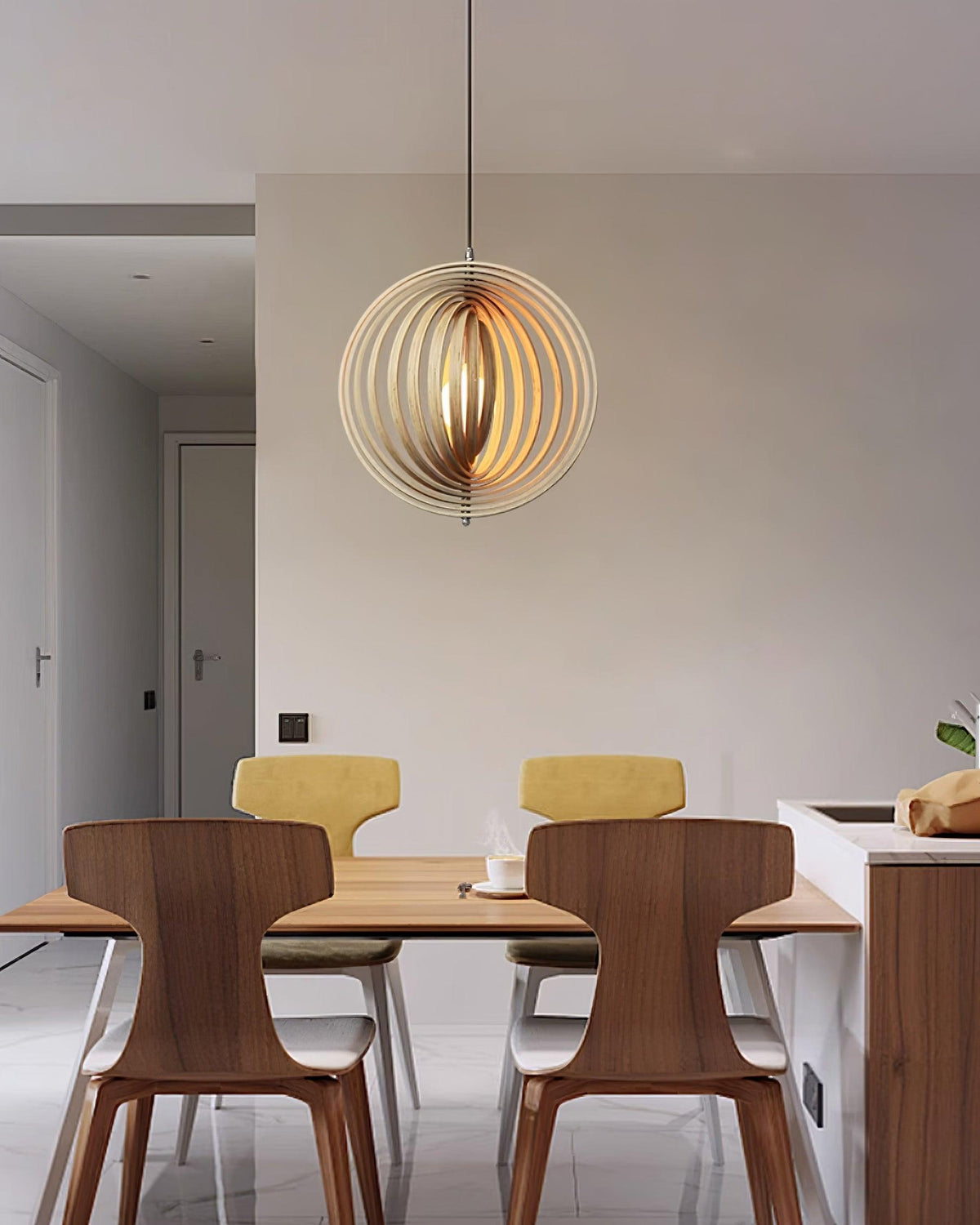 Lampa wisząca Drewniane Pierścienie Kula Organiczny Minimalistyczny Ambient