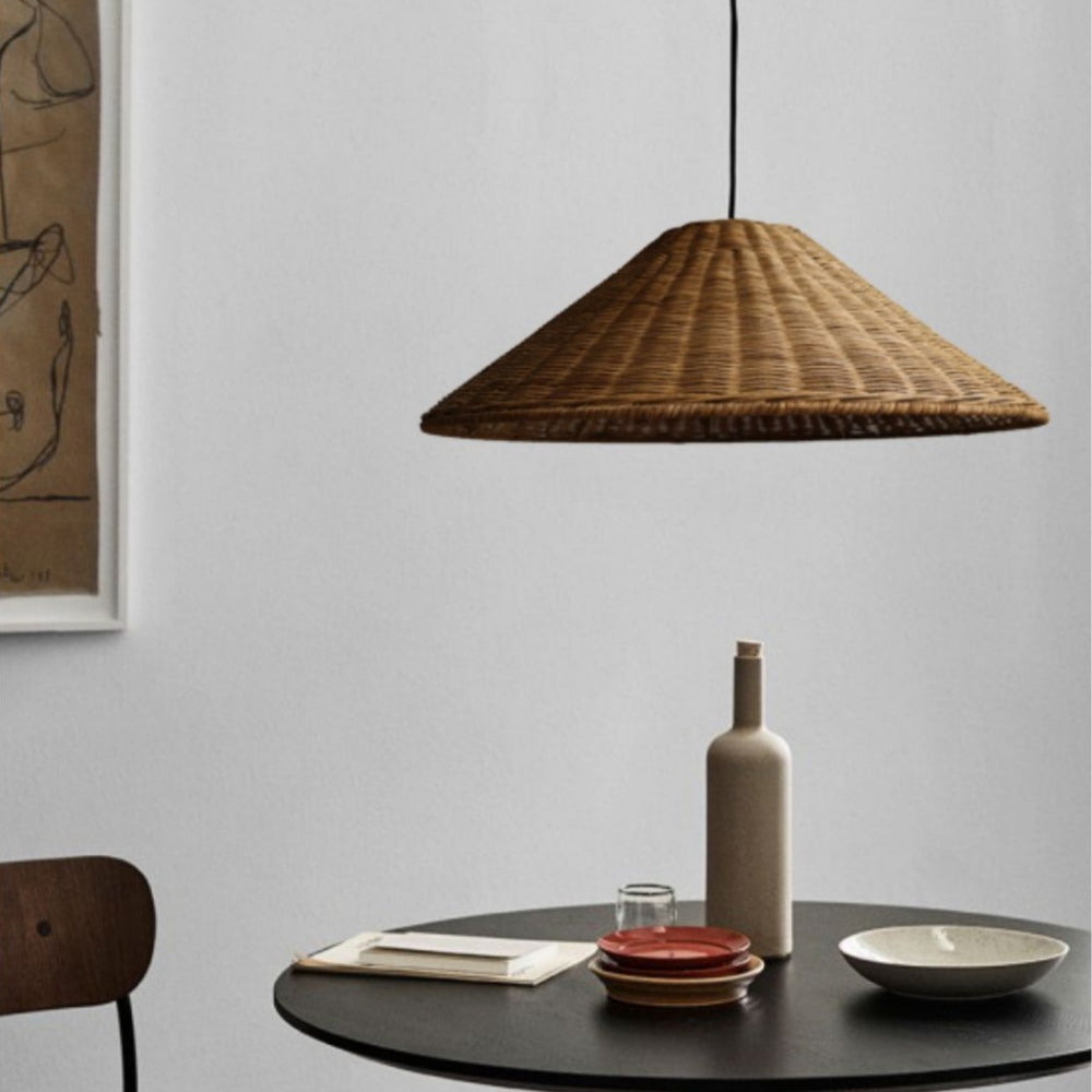 Muto Vintage ręcznie robiona lampa wisząca LED z rattanu do salonu