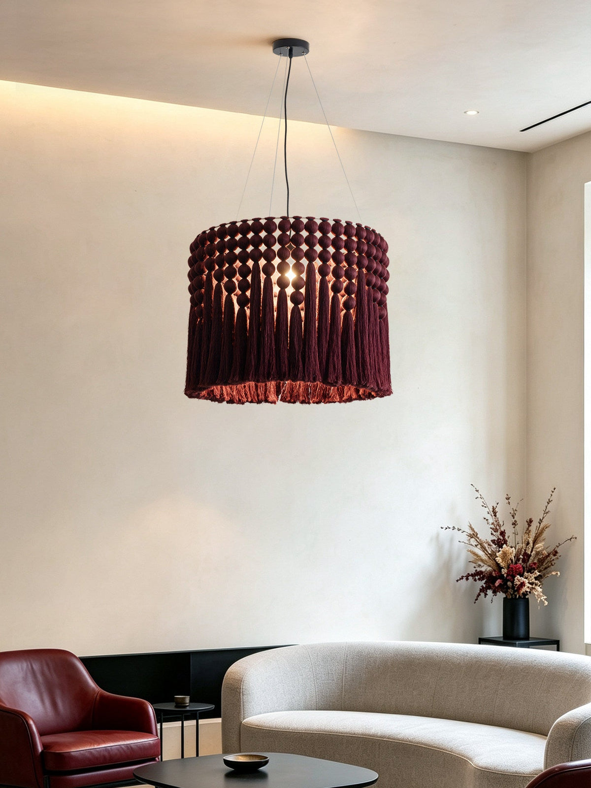 Verleigh Lampa Wisząca Makramowa Z Frędzlami