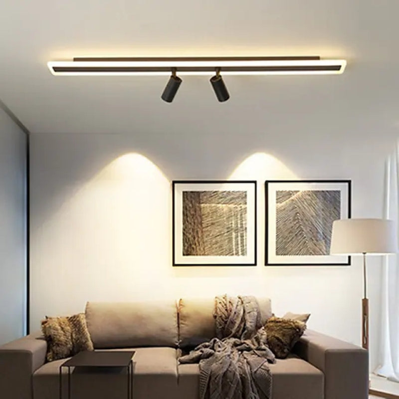Aim minimalistyczna lampa sufitowa z dwoma liniami reflektorów, czarna