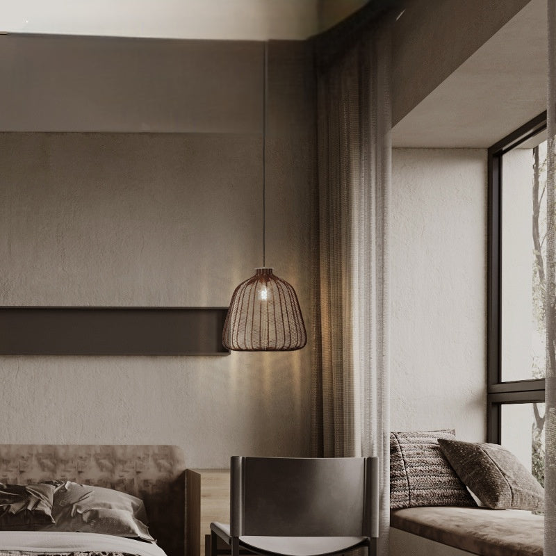 Muto minimalistyczna lampa wisząca LED rattan salon sypialnia bar