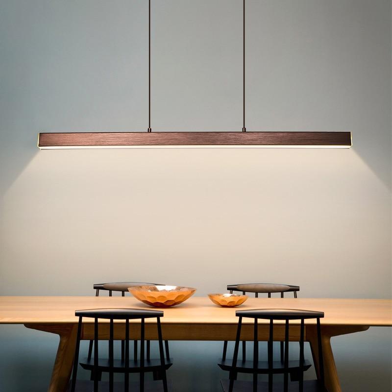 Lerin nowoczesna lampa wisząca liniowa LED czarna/braun