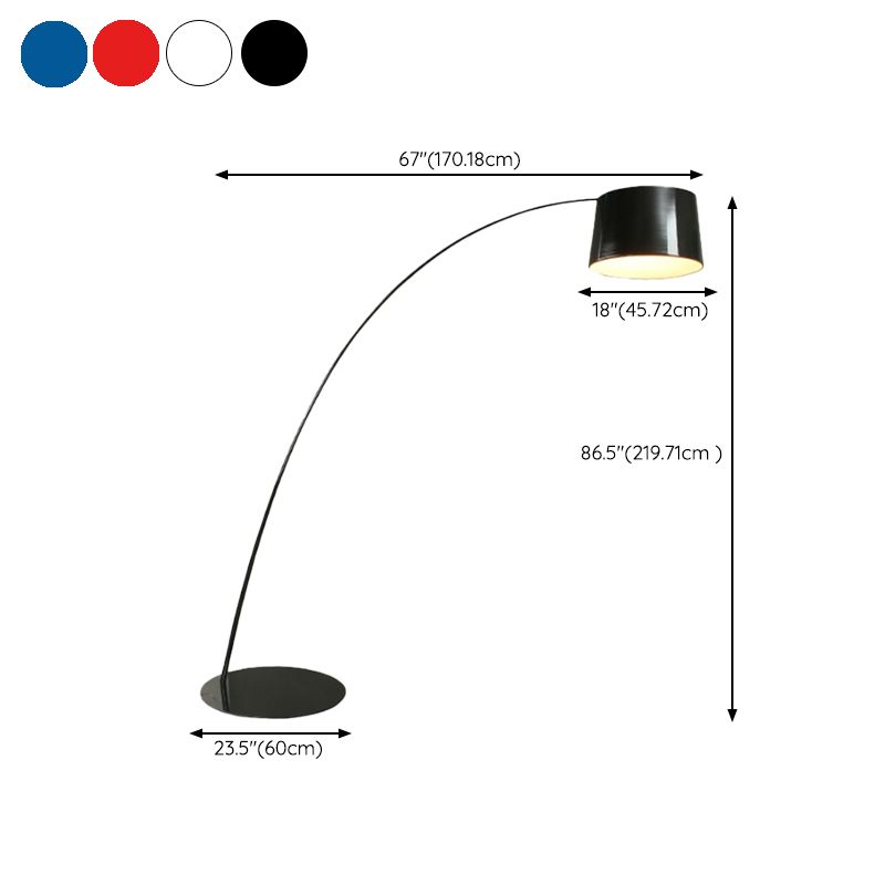 Lampa stojąca Eryn w nowoczesnym stylu, łuk metalowy, czarny/biały/czerwony/niebieski, do sypialni