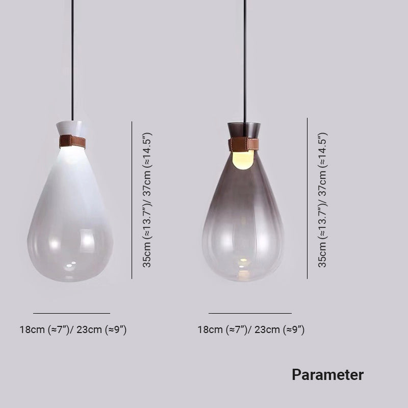 Valentina minimalistyczna lampa wisząca ze szkła w kształcie kropli, Smoke Gray/Biały
