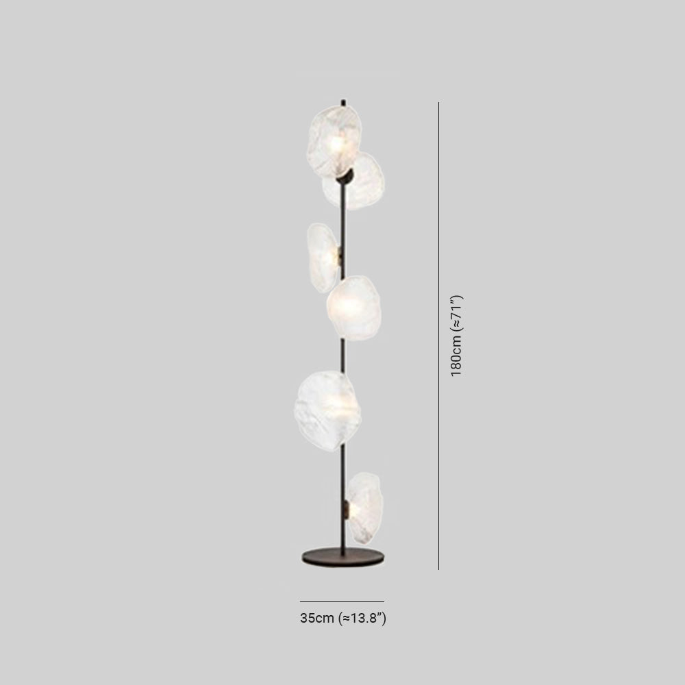 Byers lampa stojąca ze szkła i metalu w kształcie kwiatu, czarna/złota/szara
