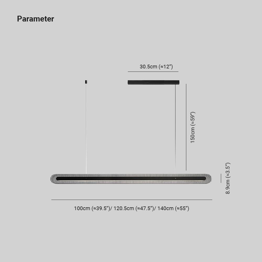 Arisha minimalistyczna liniowa lampa wisząca z metalu/akrylu w kolorze czarnym