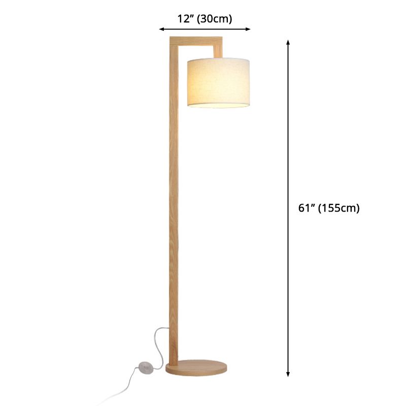 Ozawa lampa stojąca z ramieniem pod kątem prostym, beżowa, drewno/płótno