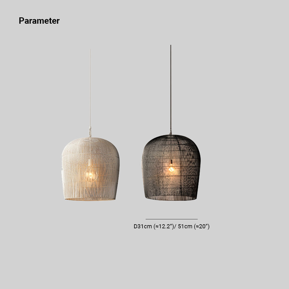 Ritta Wabi Sabi klatka ptasia lampa wisząca rattan/metal, czarny/biały