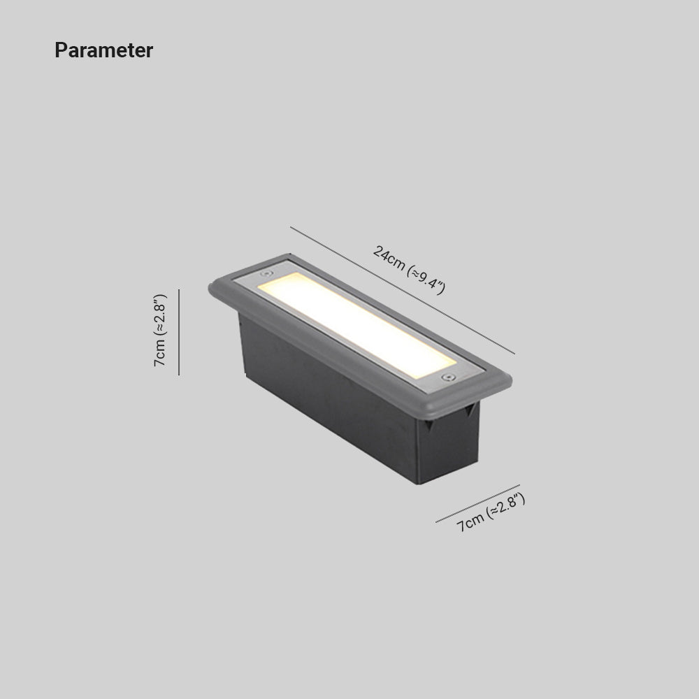Ray nowoczesna zewnętrzna lampa do tarasów/schodów w kształcie prostokąta, czarna