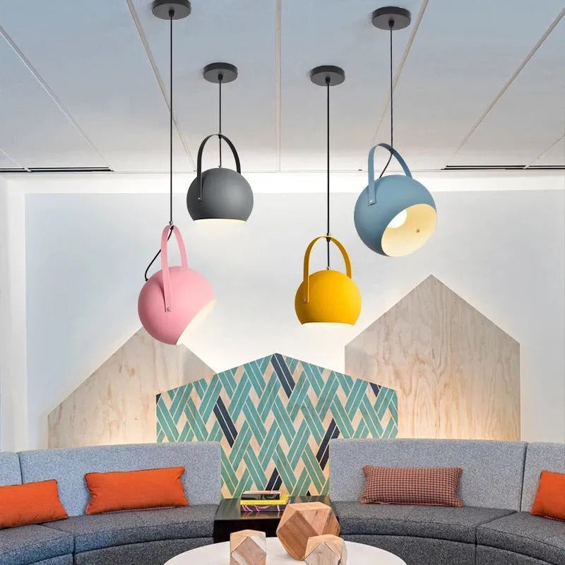 Aira kolorowa lampa wisząca w stylu Art Deco, kulista, sypialnia