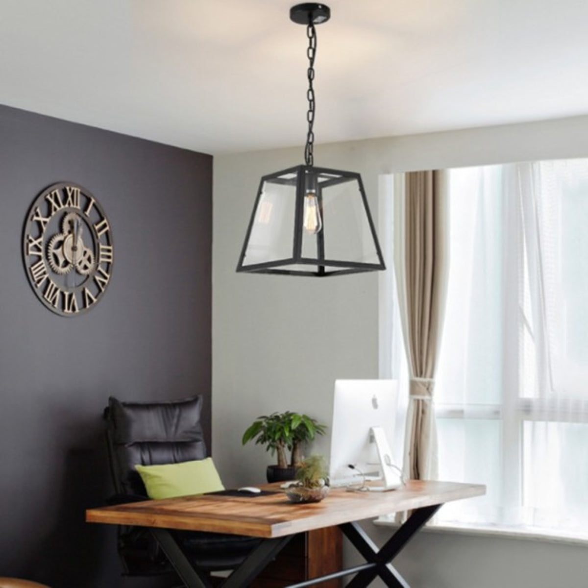 Epoch Industrial LED nowoczesna lampa wisząca czarna/szklana metalowa kuchnia/sypialnia/salon