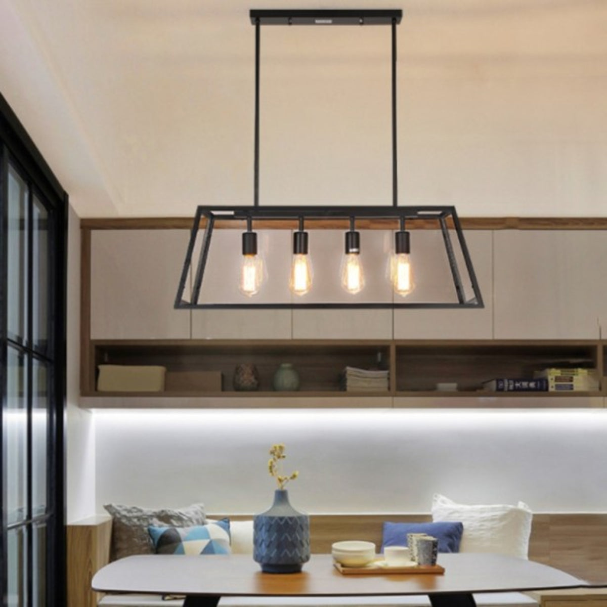Epoch Industrial LED nowoczesna lampa wisząca czarna/szklana metalowa kuchnia/sypialnia/salon