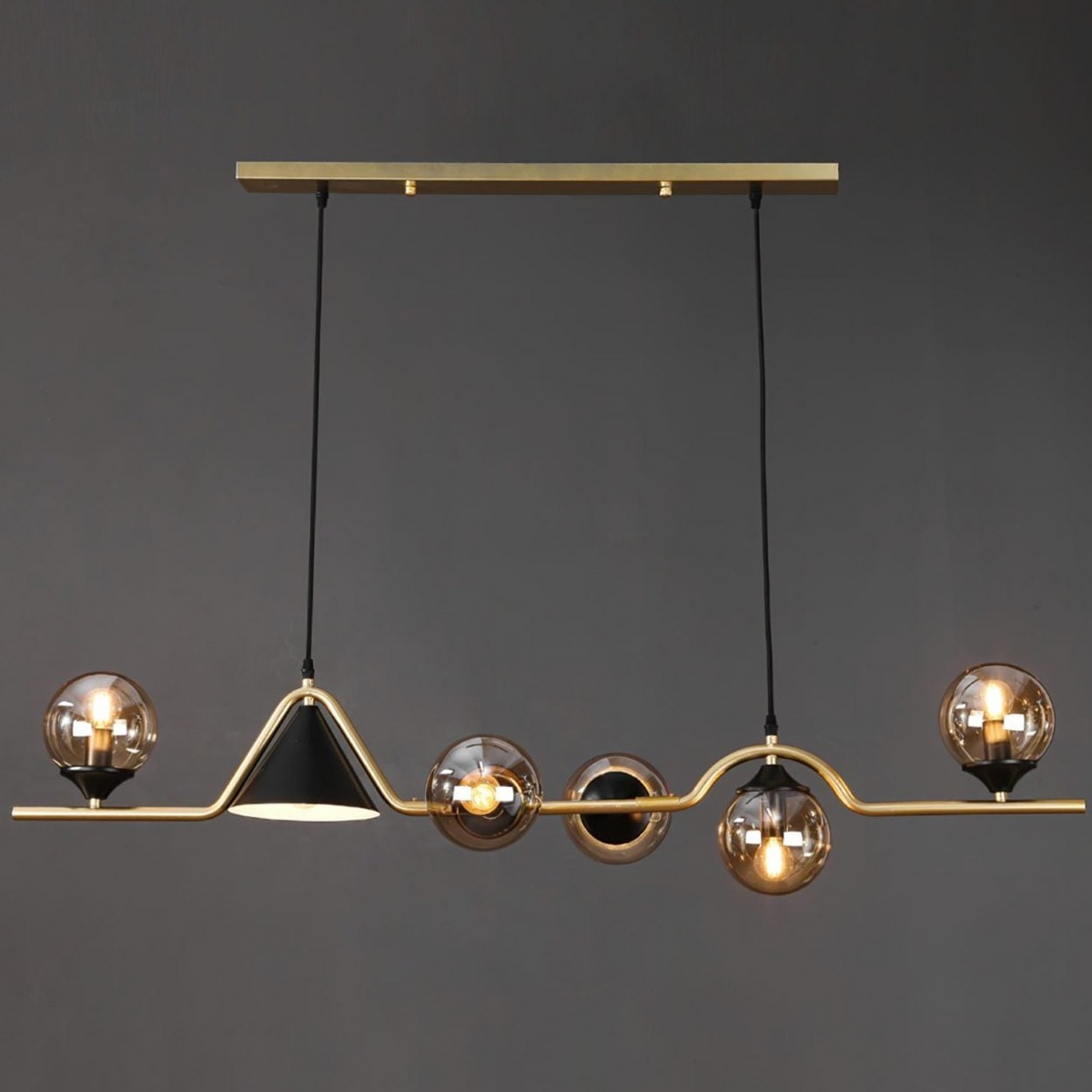 Arisha nowoczesna lampa wisząca LED czarny/złoty szkło salon/sypialnia