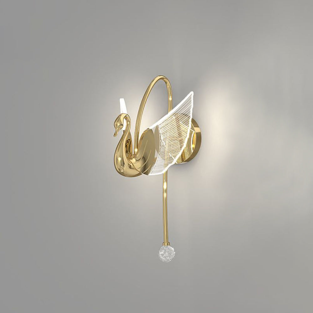 Kady Art Deco Swan lampa ścienna / Metal, złoto/różowe złoto