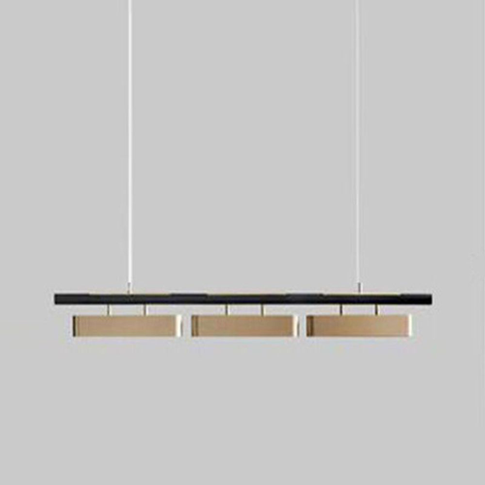 Arisha lampa wisząca prostokątna nowoczesna, metalowa, czarna/złota, biurowa